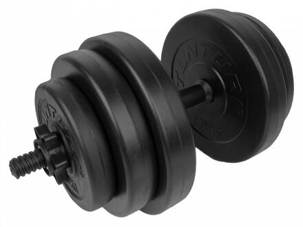 Tunturi dumbbellset vinyl 15 kg met dumbbellstang zwart