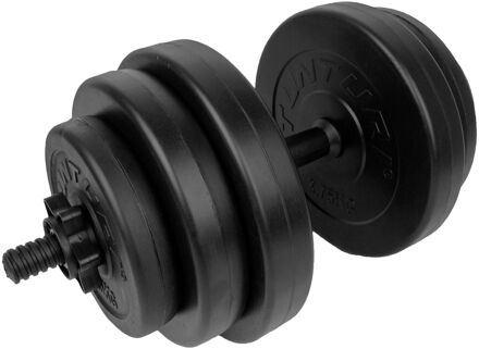 Tunturi dumbbellset vinyl 15 kg met dumbbellstang zwart