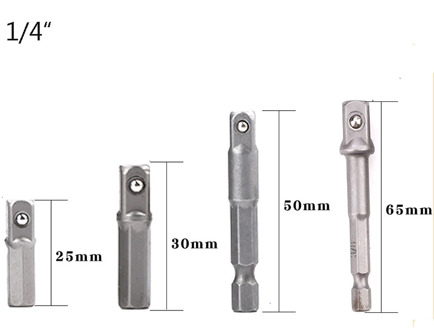 TUOSEN 1pc 4pcs Drill Socket Adapter for Impact Driver w/ Hex Shank to Square Socket Drill Bits Bar Extension 1/4" Bit Set