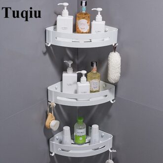 Tuqiu Badkamer Hoekplank Muur Gemonteerd Wit Aluminium Badkamer Douche Plank Bad Shampoo Houder Mand Houder Hoekplank three tier corner