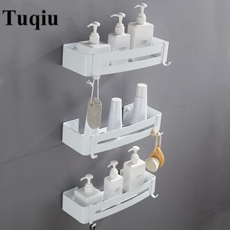 Tuqiu Badkamer Hoekplank Muur Gemonteerd Wit Aluminium Badkamer Douche Plank Bad Shampoo Houder Mand Houder Hoekplank three tier plein