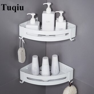 Tuqiu Badkamer Hoekplank Muur Gemonteerd Wit Aluminium Badkamer Douche Plank Bad Shampoo Houder Mand Houder Hoekplank two tier corner