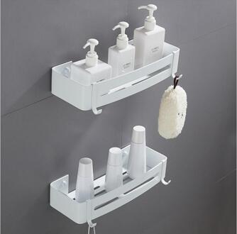 Tuqiu Badkamer Hoekplank Muur Gemonteerd Wit Aluminium Badkamer Douche Plank Bad Shampoo Houder Mand Houder Hoekplank two tier plein