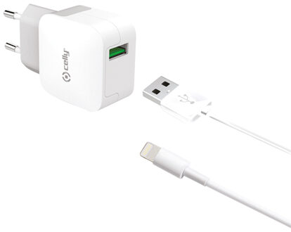 Turbo Lichtnetadapter Met Usb-lightning Kabel - Celly