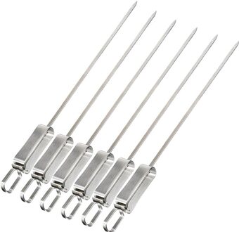 TURDOS 6PCS Big Size Spiesjes Rvs shish Kebab Barbecue Gereedschap voor Houtskool Grills Vorken Hoge Sterkte Gebraden Party