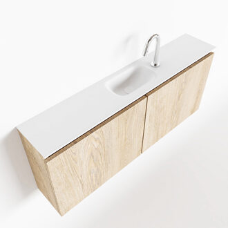 TURE 120cm toiletmeubel washed oak. EDEN wastafel talc midden 1 kraangat