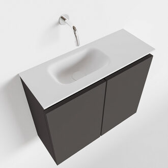 TURE 60cm toiletmeubel dark grey. EDEN wastafel talc links geen kraangat