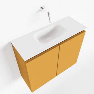 TURE 60cm toiletmeubel ocher. EDEN wastafel talc midden geen kraangat