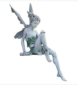 Turek Zitten Fee Standbeeld Tuin Ornament Resin Craft Landscaping Yard Decoratie Home Garden Outdoor Decoration wit