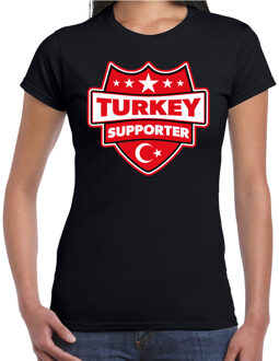 Turkey supporter schild t-shirt zwart voor dames - Turkije landen t-shirt / kleding - EK / WK / Olympische spelen outfit XS