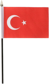 Turkije - mini vlaggetje van 10 x 15 cm op stokje - Landen vlag - H27 cm Multi