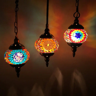 Turkish Mosaic Pendant Lamps Handmade stained glass moroccan lamp for Bedroom Bar Kitchen Weeding decor mosaic hanging lamp