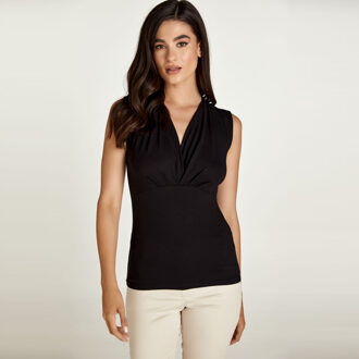 Turkoois mouwloze faux overslagtop Zwart - EU 38 / UK 10