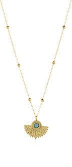 Turkooizen collier afgewerkt in 18K geel goud - Kumora Blauw