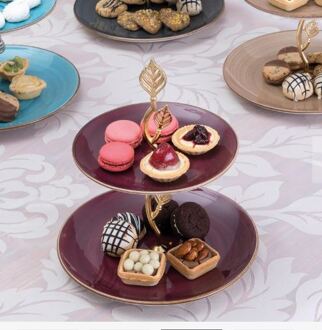 Turkse Chocolade Plum Kleur Chocolade Chip Cookie Gevouwen Presentatie 3 Stuk Kleurrijke Presentatie Plaat