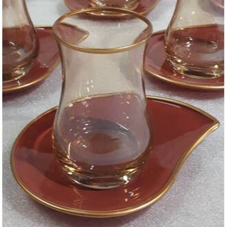 Turkse Thee Cup Eva Bourgondië Schotel Goud 12 Stuk Glas Thee Kopje Thee Schotel Thee Set Thee Set Turks Arabisch russische Fas Britse Thee