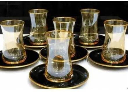 Turkse Thee Cup Pasabahce Goud Zwart Bal 12 Stuk Thee Kopje Thee Schotel Thee Takımı Turkse Thee Cup 12 Barça thee Set