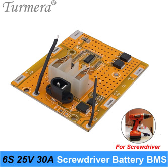 Turmera 6S 20V 25V 30A BMS Lithium Battery Board with Balance for 24V 25V Screwdriver Shurik and Vacuum Cleaner Battery Pack Use