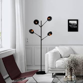 Turno vloerlamp, zwart, 4-lamps mat zwart