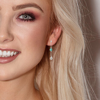 Turquoise cultuur kralen hangers en kristal wit 925 - puur kristal Zilver