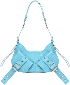 Turquoise Schoudertas met Stroopdetail Biasia , Blue , Dames - ONE Size