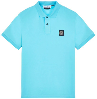 Turquoise Slim Fit Polo Shirt Stone Island , Blue , Heren - 2Xl,Xl,S