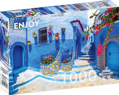 Turquoise Street in Chefchaouen - Marokko Puzzel (1000 stukjes)