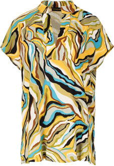 Turquoise Swirl Print Mouwloze Top - maat L
