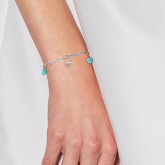 Turquoise Turquoise en Crystal Crystal Preciosa Silver 925 Zilver - One Size