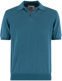 Turquoise V-hals Polo T-shirt Alpha Studio , Blue , Heren - 2Xl,Xl,L,M