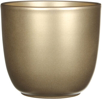 tusca ronde bloempot goud maat in cm: 16 x 17 - GOUD