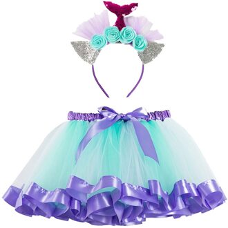 Tutu Rok Kids Meisje Rokken Party Dance Ballet Kostuum Meisje Kleding Kind Meisje Mesh Prinses Rokken + Floarl Hoofdband Set heet roze / M