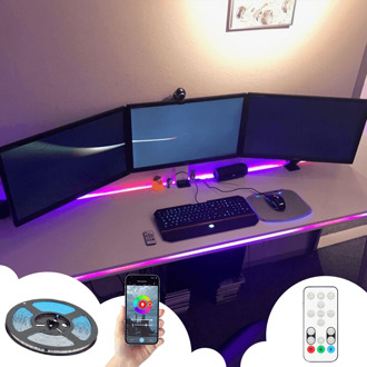 Tuya dreamcolor ledstrip set 5 meter 12V IP65 - 60 leds p/m - Inclusief IR afstandsbediening