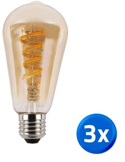 Tuya slimme led filament lamp goud - E27 fitting Edison - Dual White - voordeelset van 3