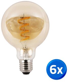 Tuya slimme led filament lamp goud - E27 fitting Globe - Dual White - Voordeelset van 6