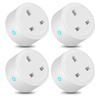 Tuya Smart Leven Uk Plug Smart Socket Wifi Verbinding Afstandsbediening Met Power Statistieken Timing Functie Voor Alexa Google Thuis 4stk 16A