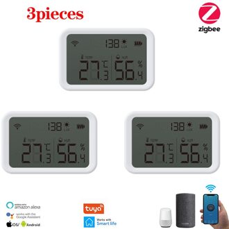 Tuya Smart Leven Zigbee Temperatuur En Vochtigheid Sensor Indoor Hygrometer Thermometer Met Lcd-scherm Ondersteuning Alexa Google Thuis 3stukken