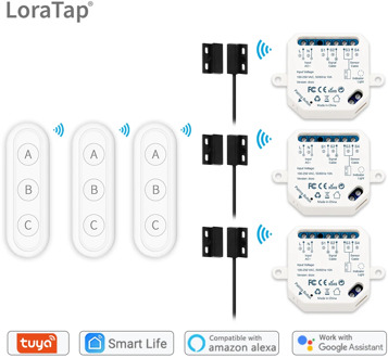 Tuya Smart Life WiFi Garage Door Controller Opener with Three 3-Button RF Remotes Voice Control Alexa Amazon Google Home
