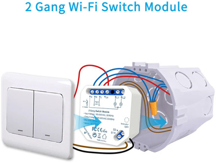 Tuya Smart Life Wifi Switch 2 Gang Relay Breaker Module Smart Lighting Google Home Alexa Echo Remote Control Timer Switch DIY