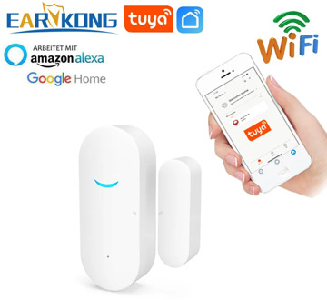 Tuya Smart WiFi Door Sensor Door Open / Closed Detectors Wifi Home Alarm Compatible With Alexa Google Home Tuya APP