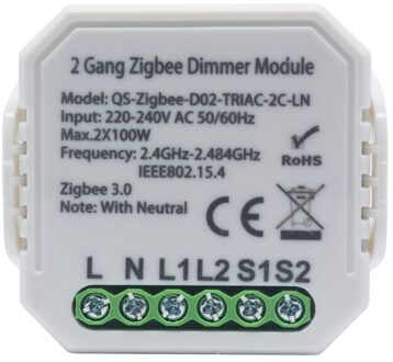 Tuya Smart Zigbee Dimmer Module 1/2 Gang Met/Geen Neutrale 2 Manier App Draadloze Controle Werkt Met Alexa google 220-240V