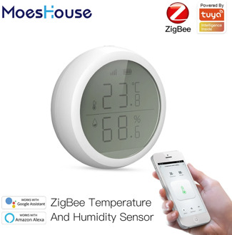 Tuya Smart ZigBee Smart Temperature And Humidity Sensor With LCD Display Battery Powered With Smart Life App Alexa Google Home