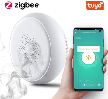 Tuya Smart Zigbee Smoke Detector Smart Fire Alarm Progressive Sound Photoelectric Smoke Sensor Work With Tuya Zigbee Hub