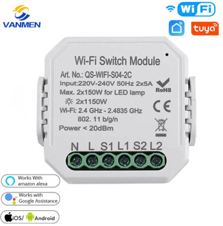 Tuya Wifi Light Switch Module ,Smart Home APP Remote Control Works with Alexa/Google Home/Siri 1/2 Way Diy Breker