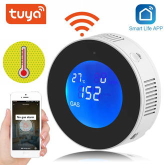 Tuya Wifi Smart Natural Gas Alarm Sensor With temperature function Combustible Gas Leak Detector LCD Display Smart Life App
