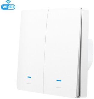 Tuya Wifi Smart Switch 86 Eu Lichtschakelaar Werken Met Alexa Google Home 1 2 3 Gang 2200W Muur schakelaar Voice Control Smart Leven App wit 2 Gang