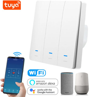 Tuya WiFi Smart Switch 86 EU Light Switch Work with Alexa Google Home 1 2 3 gang 2200W Wall Switch Voice Control Smart Life APP