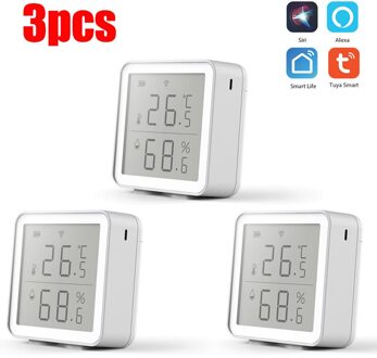 Tuya Wifi Temperatuur En Vochtigheid Sensor Indoor Intelligente Linkage Temperatuur En Vochtigheid Abnormale Sensor Met Alexa Google 3stk