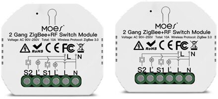 Tuya Zigbee 3.0 2 Gang Smart Lichtschakelaar Relais Module Zigbee + Rf Werken Met Alexa Google Thuis Smart thuis Slimme Leven App 2stk