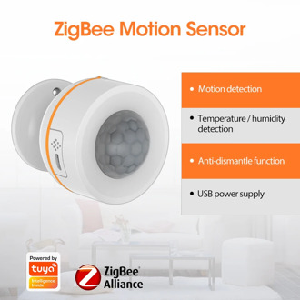 Tuya ZigBee 3.0 PIR Motion Sensor Detector Battery Built-in 5V 1A USB Power Temperature Humidity Wireless Smart Life App